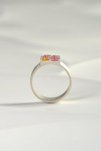 Battenberg Yellow & Pink Sapphire Ring - Ring Christine Sadler