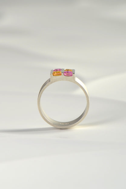 Battenberg Yellow & Pink Sapphire Ring