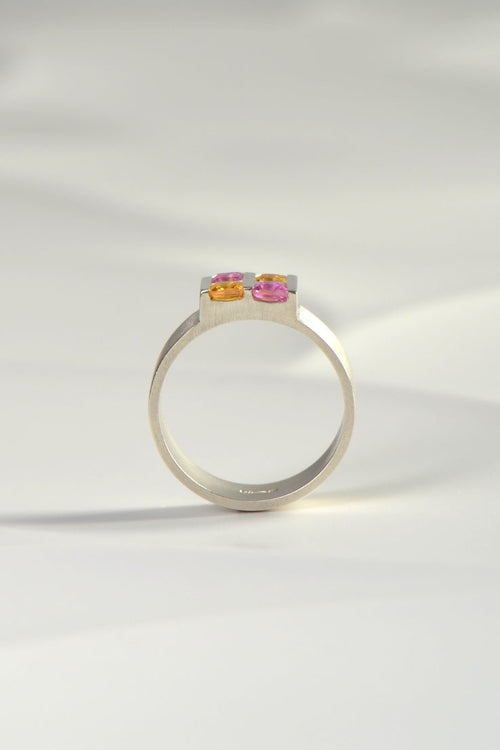 Battenberg Yellow & Pink Sapphire Ring - Ring Christine Sadler